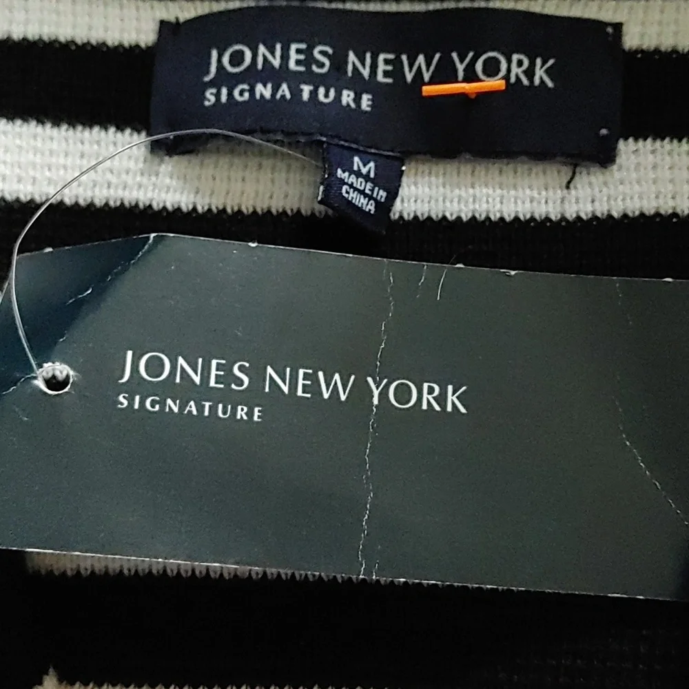 Jones New York double breasted sweater jacket size medium NWT Navy & White - Picture 6 of 7